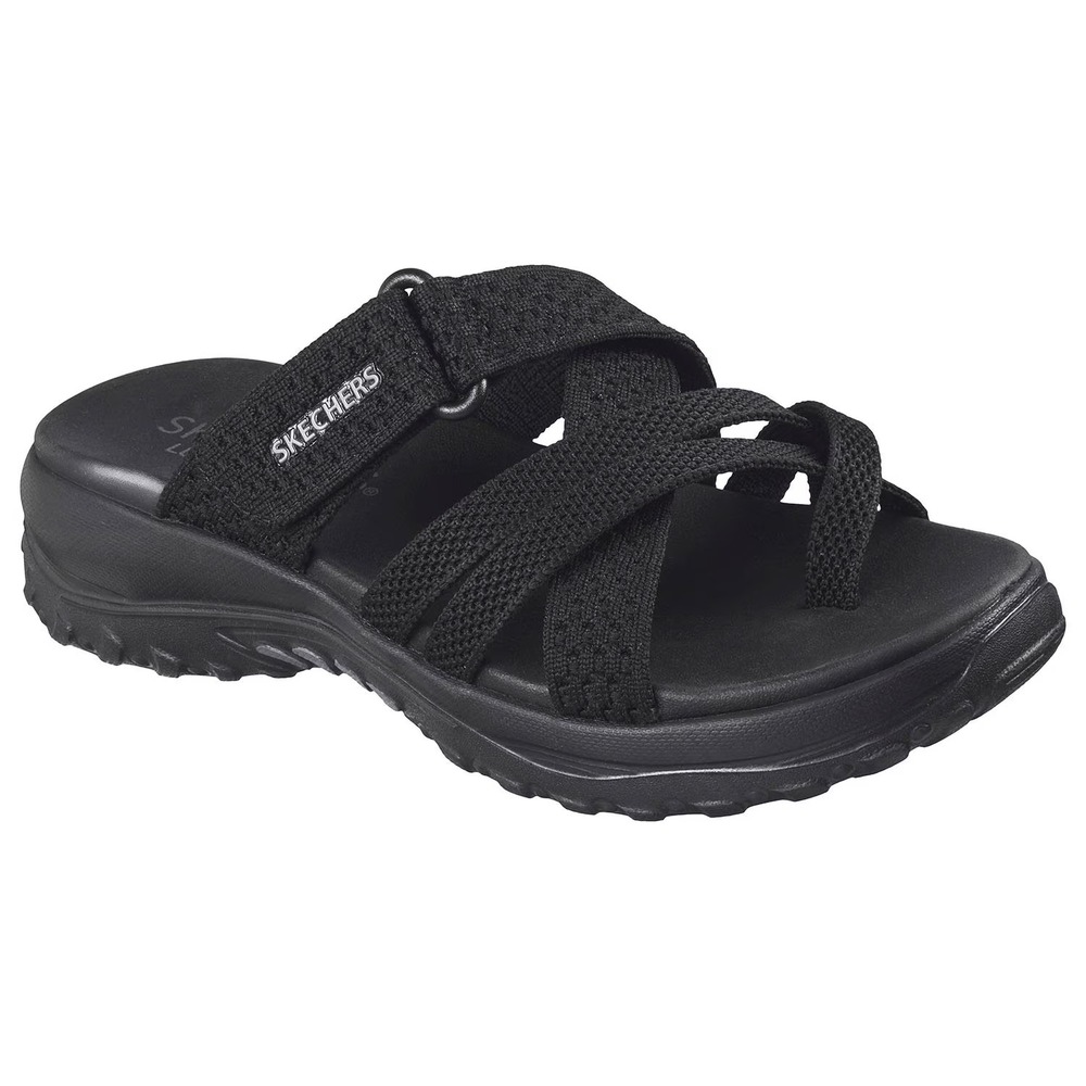 Skechers Womens Strappy Slide Sandal Luxe Foam Black Size 8 163010 nwt